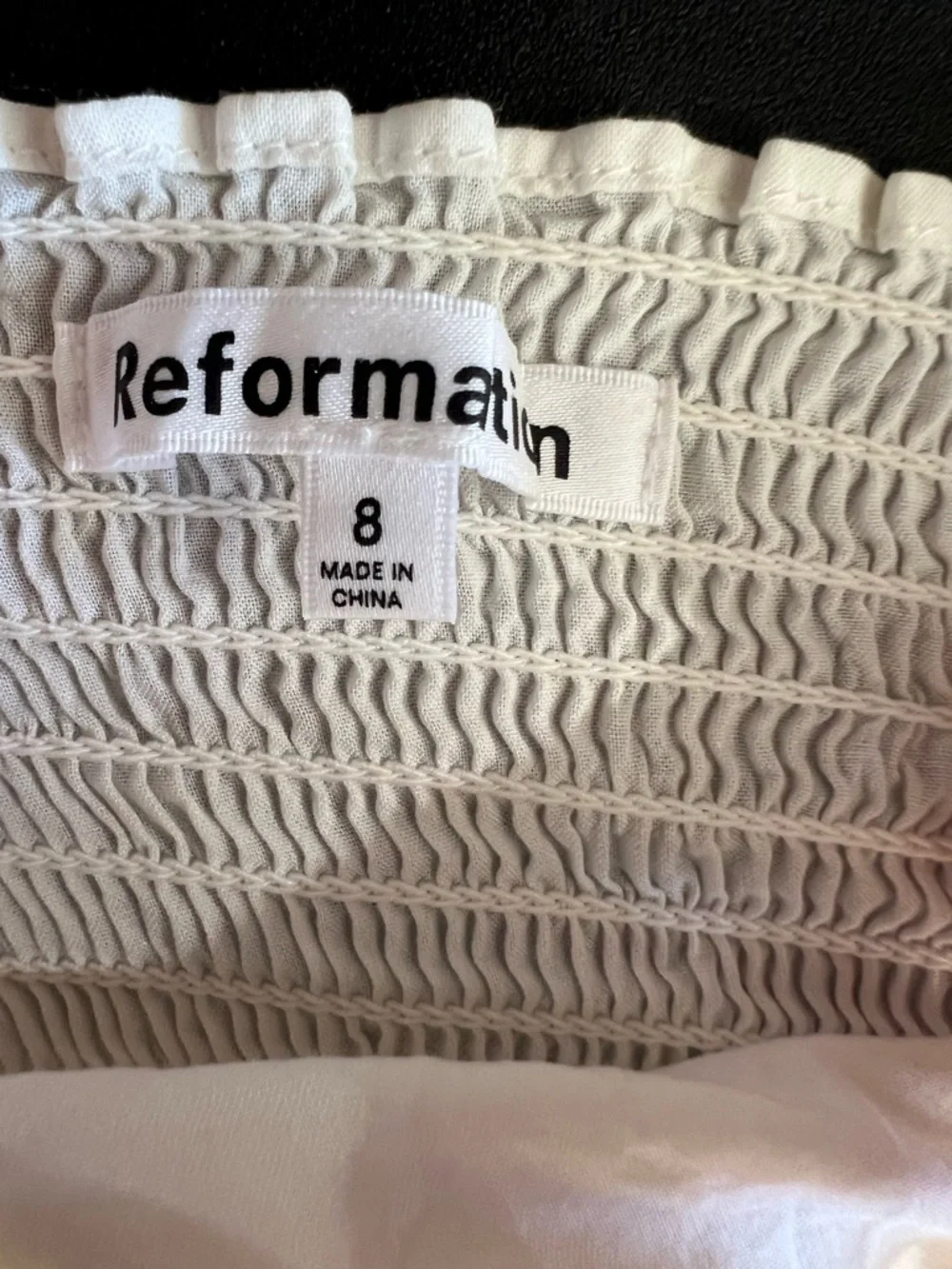 Reformation White Puff Sleeve Square Neck Top size 8